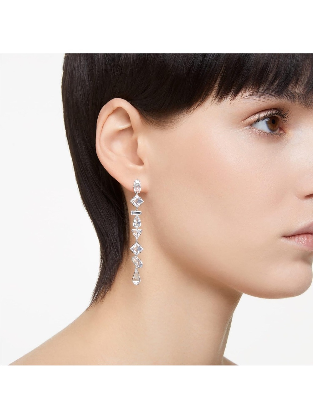 Swarovski Clear Multi-Shape Linear Mesmera Drop Earrings - New - Picture 5 of 8
